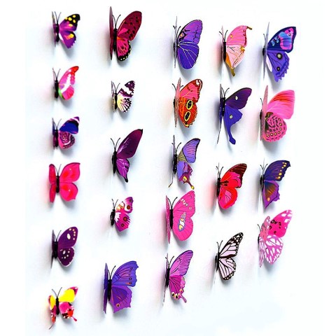 Home Decoration 3D Decals Purple Butterfly Wall Stickers