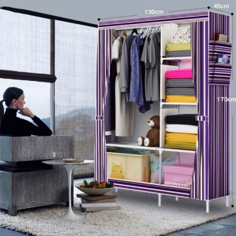 Stripes Storage Wardrobe and Clothes Organizer Purple
