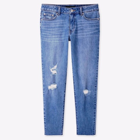 Uniqlo Womens Mid Rise Relaxed Tapered Ankle Jeans