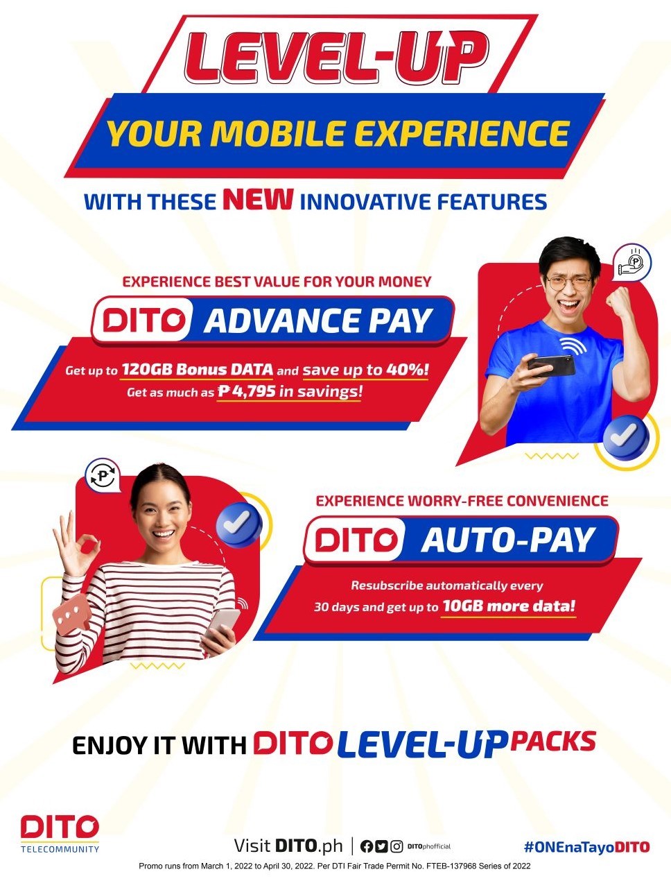 DITO Telecommunity Rolls-Out Auto Pay and Advance Pay with its DITO Level-Up Packs
